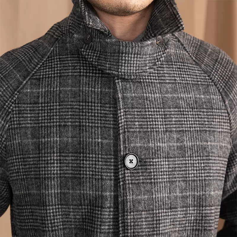 Sobretudo Xadrez houndstooth Cinza Escuro